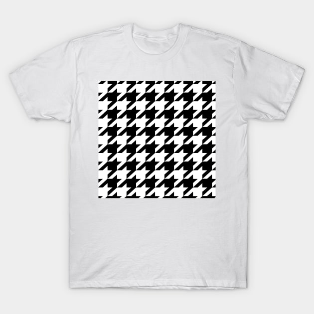 Preppy 1980s geometric pattern trendy black and white Houndstooth T-Shirt by Tina